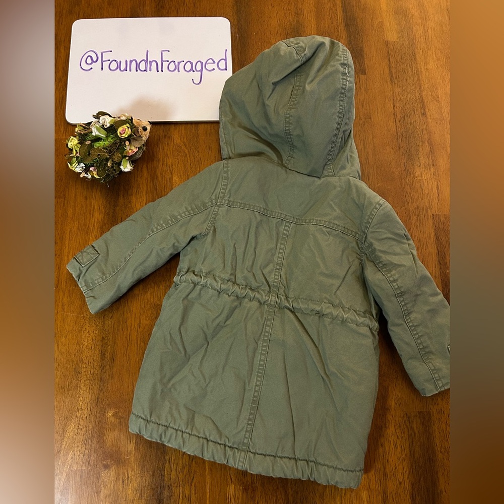 GAP Sherpa-Lined Utility Parka Jacket | Girls 2T | Canvas Style Barn Coat - Picture 10 of 11